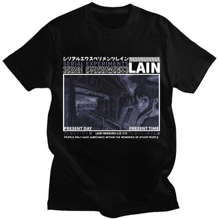 เสื้อยืด พิมพ์ลายอนิเมะ Serial Experiments Lain สไตล์ญี่ปุ่น สําหรับผู้ชาย#39; s เสื้อยืดลําลอง ผ้าฝ้าย แขนสั้น พิมพ์ลาย