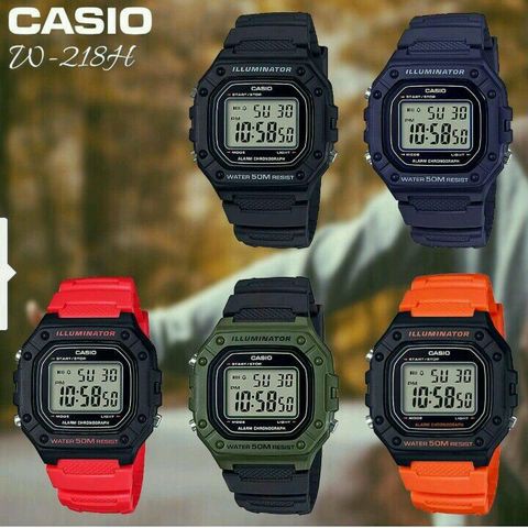 แท้แน่นอน 100% CASIO รุ่น W-218H-1A, W-218H-2A, W-218H-4A อุปกรณ์ครบทุกอย่างพร้อมประหนึ่งซื้อจากห้า