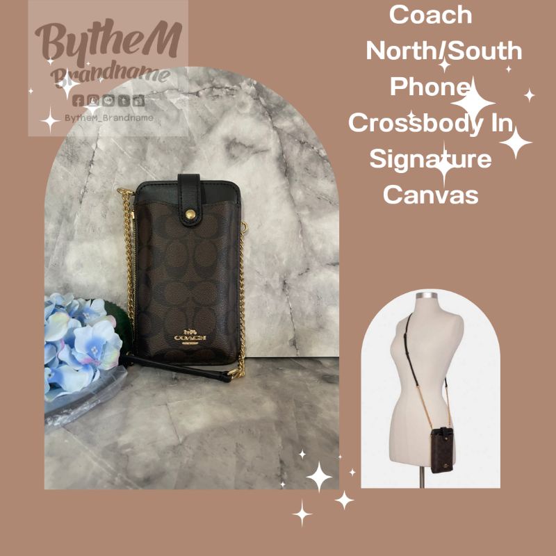 Coach North/South Phone Crossbody In Signature Canvas ของแท้100% phone bag จาก Coach
