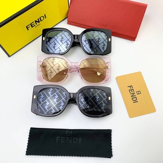 FENDI ROMA FF LOGO MONOGRAM TINTED SQUARE OVERSIZE FRAME ACETATE SUNGLASSES แว่นตากันแดดแบรนด์เฟนดิ เลนส์ปรอท double f