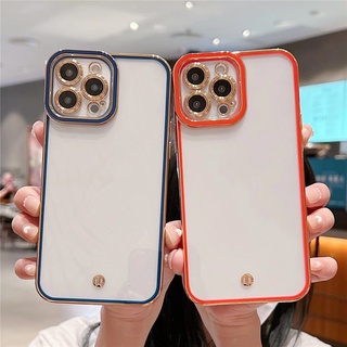 เคสโทรศัพท์มือถือ ซิลิโคนนิ่ม แบบใส ขอบตรง ชุบ 6D หรูหรา สําหรับ iPhone 11 12 Pro Max Mini