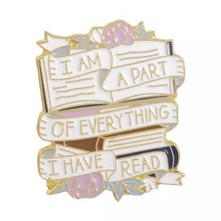 💖พร้อมส่ง ซื้อ5แถม1💖 เข็มกลัดมีแป้น I am a part of everything I have read