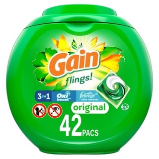 พร้อมส่ง 42/60ชิ้น เจลบอลซักผ้า Gain: Flings original 42ชิ้น 894g(31oz)/ 60ชิ้น 1.27kg (44 OZ) ขจัดคราบ สะอาด หอมสดชื่น