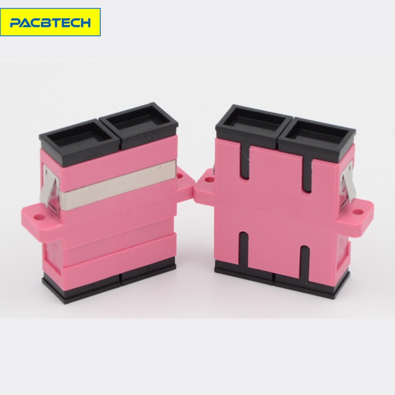 50PCS/lot SC/PC OM4 Duplex Multimode Fiber Optic Adapter SC Fiber adapters Fiber Optic Coupler