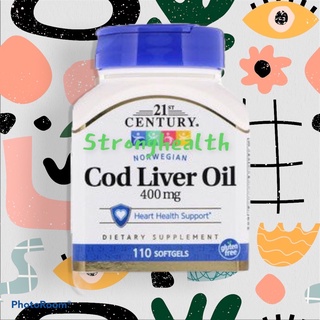 21st Century, Norwegian Cod Liver Oil, 400 mg, 110 Softgels บำรุงสายตา กระดูก