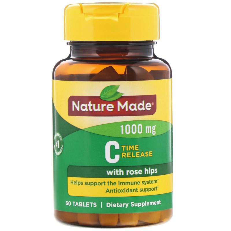 Nature Made Vitamin C with Rose Hips,Time Release, 1,000 mg 60 Tablets วิตามินซี 1000 มิลลิกรัม 60 เม็ด