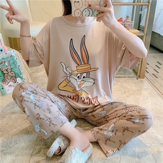 [พร้อมส่ง] ชุดนอนเกาหลี ชุดนอนdisney เสื้อยืด กางเกงขายาว Free Size