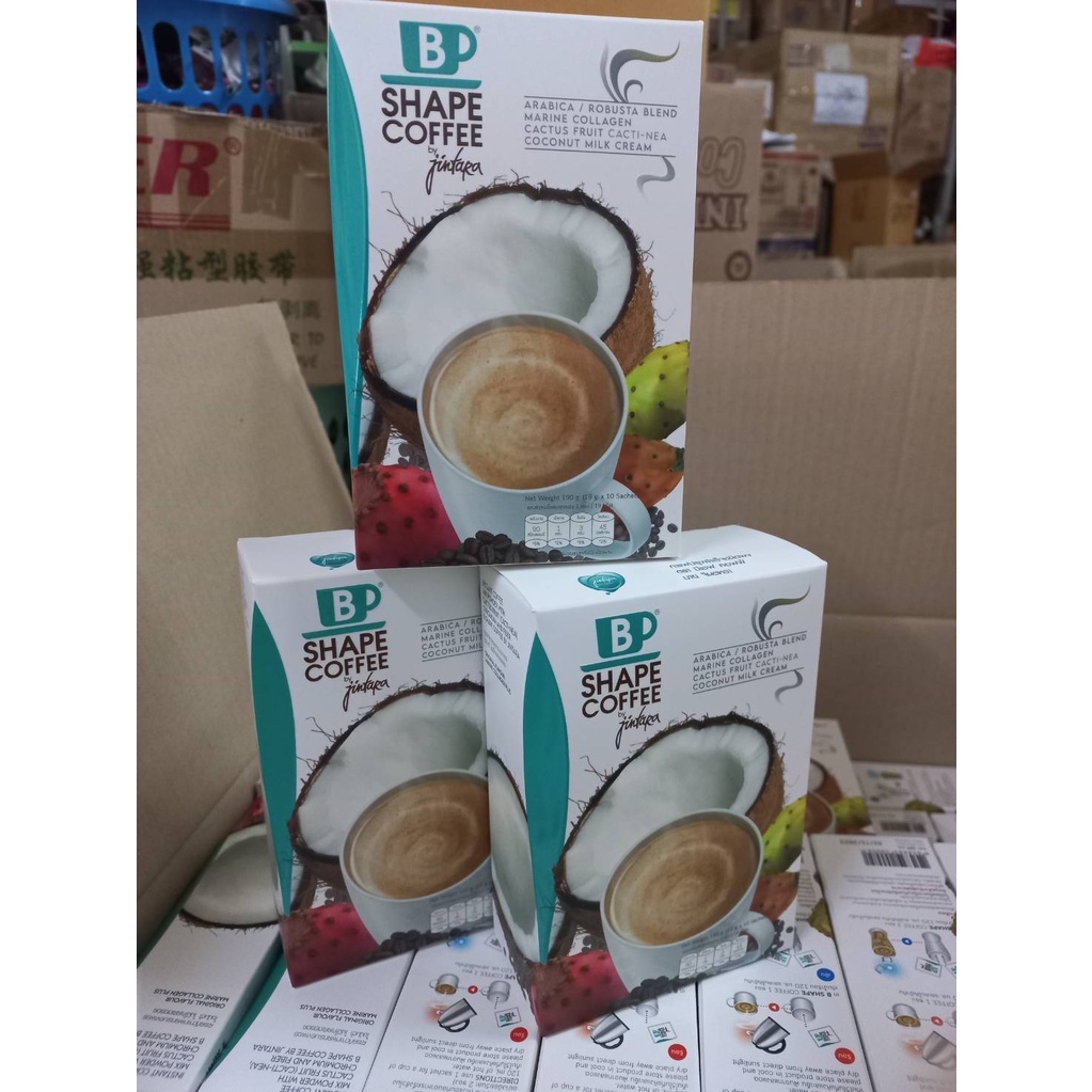 แพ็คเก็จใหม่  กาแฟ B Shape Coffee  CoConut milk cream (1 กล่อง 10 ซอง) ครีมเทียมมะพร้าว