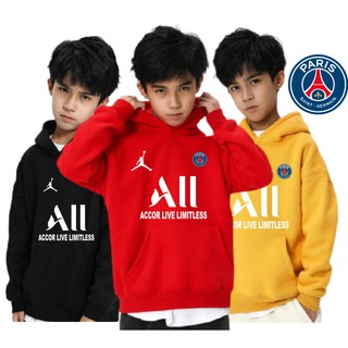 เสื้อแจ็กเก็ต มีฮู้ด ลายฟุตบอล PSG สําหรับเด็กผู้ชาย อายุ 4 5 6 7 8 9 10 11 12 13 14 15 ปี