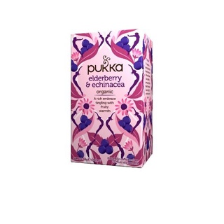 Pukka Elderberry &amp; Echinacea Tea Bags x 20 ชา ชามิ้น ชาอังกฤษ ชาสำเร็จรูป 20ซอง ชาสมุนไพรออแกนิค