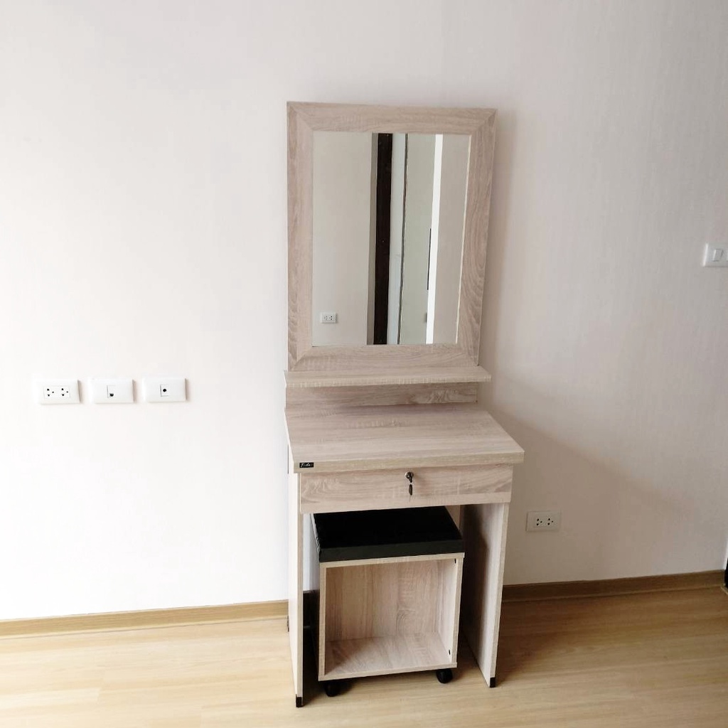 โต๊ะเครื่องแป้ง โต๊ะเครื่องสำอางค์ ขนาด 60 cm. รุ่น DT601 แถมฟรี สตูลนั่ง