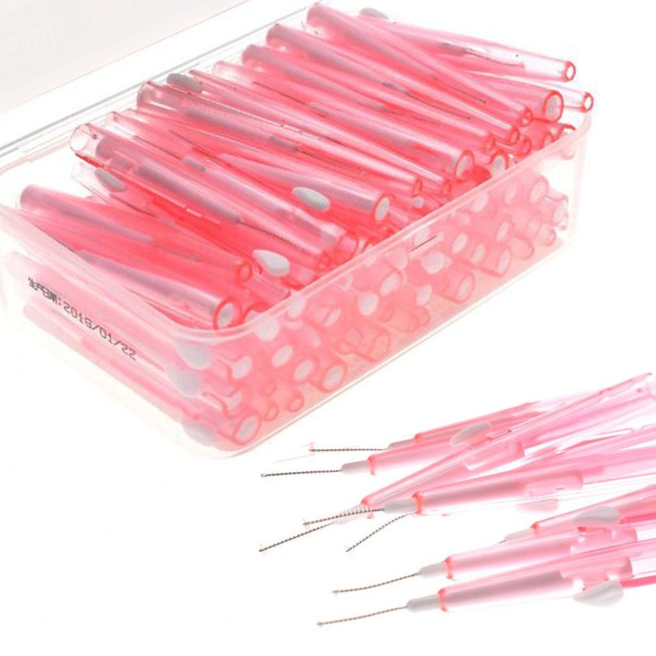 60Pcs Push-Pull Interdental Brushes 5 Colors 5 Sizes Soft Bristle Teeth Gap Cleaning Oral Care