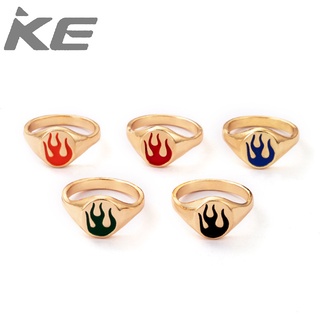 Jewelry Flame Drop Alloy Ring Set of Five Geometric Pattern Metal Ring Set for girls for women