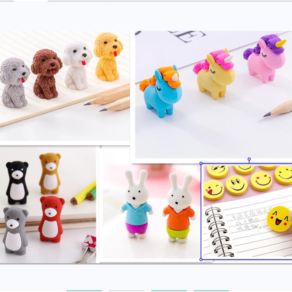【JY】ยางลบดินสอ ลายการ์ตูนกระต่าย ยูนิคอร์น หน้ายิ้ม เครื่องเขียน ของขวัญ