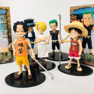 โมเดล ฟิกเกอร์ One Piece Sanji Zoro Luffy Sabo Ace แบบ PVC ขนาด 15 ซม. Childhood Child Version Figure Model