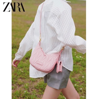 Zara กระเป๋าสะพายไหล่ ทรงเมสเซนเจอร์ แต่งจับจีบ ประดับเพชร แฟชั่นฤดูร้อน สําหรับสตรี 2022