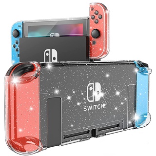 เคสโทรศัพท์มือถือ PC ใส แบบบางพิเศษ ประดับกลิตเตอร์ สําหรับ Nintendo Switch NS NX