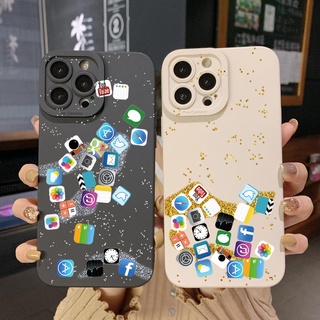 เคสโทรศัพท์มือถือ ขอบสี่เหลี่ยม ลายโลโก้แอปพลิเคชันตลก สําหรับ OPPO Reno7 4G Reno6 Reno8 Z 5G Reno5 F 7 Lite A17 A17K A77S A57S