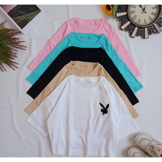 เสื้อครอป เอวลอย ผ้าคอตตอนนุ่มๆสีละมุน อก32-42