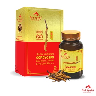 รอแยล คอร์ดี้-พลัส ถั่งเช่า ผสมเห็ดหลินจือแดงสกัด Royal Cordy Plus+ (30แคปซูลx1กระปุก)