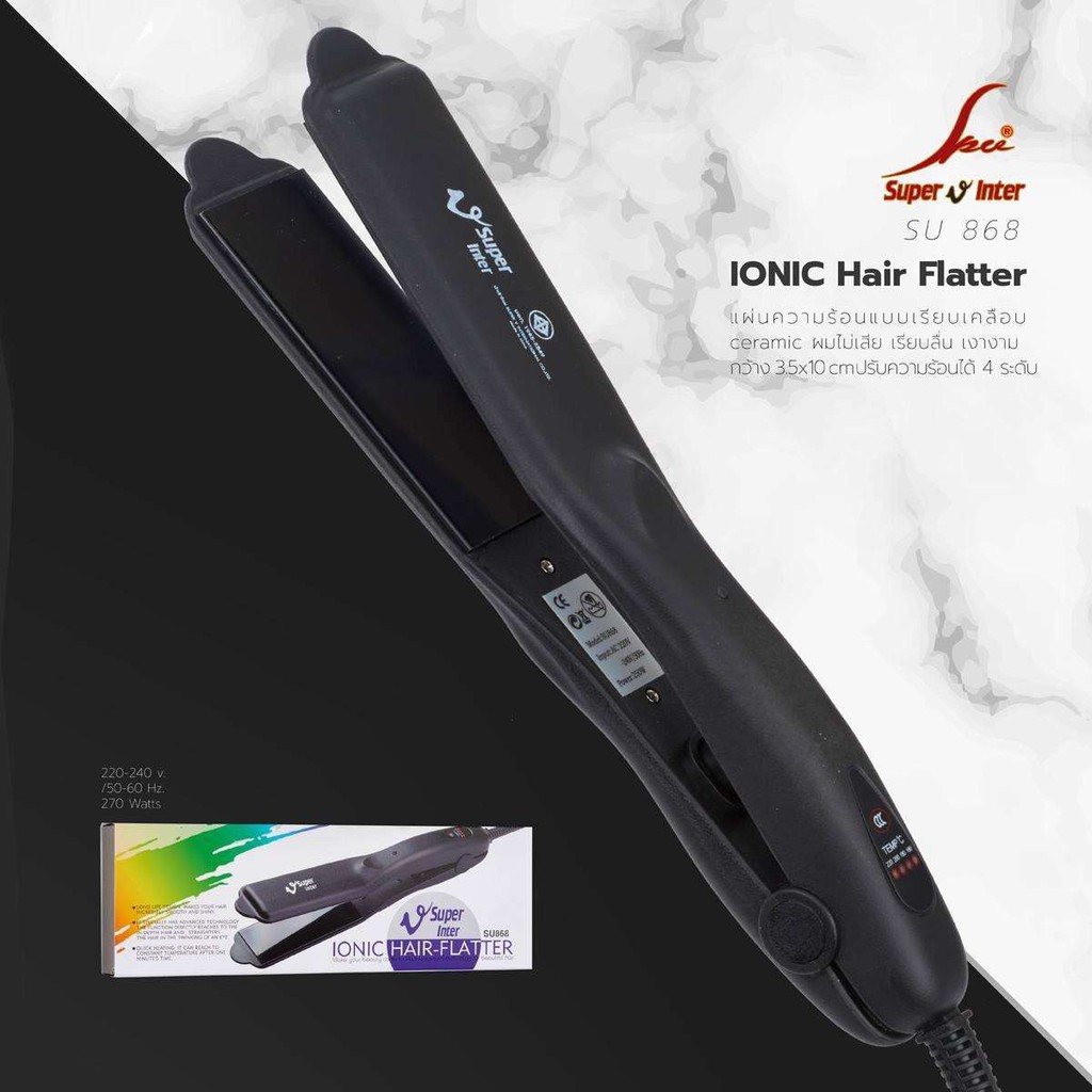 ของแท้💯 SUPER V INTER SU868 เครื่องหนีบผม (ไม่มีฟัน กล่องขาว) เครื่องรีดผม ซุปเปอร์วี SU 868