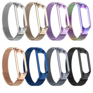สายนาฬิกาข้อมือสแตนเลสสําหรับ Xiaomi Mi Band 6 Sports Band5