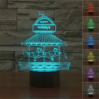 โคมไฟตั้งโต๊ะ LED รูปสวนสนุก 3D ไล่โทนสี 7 สี USB