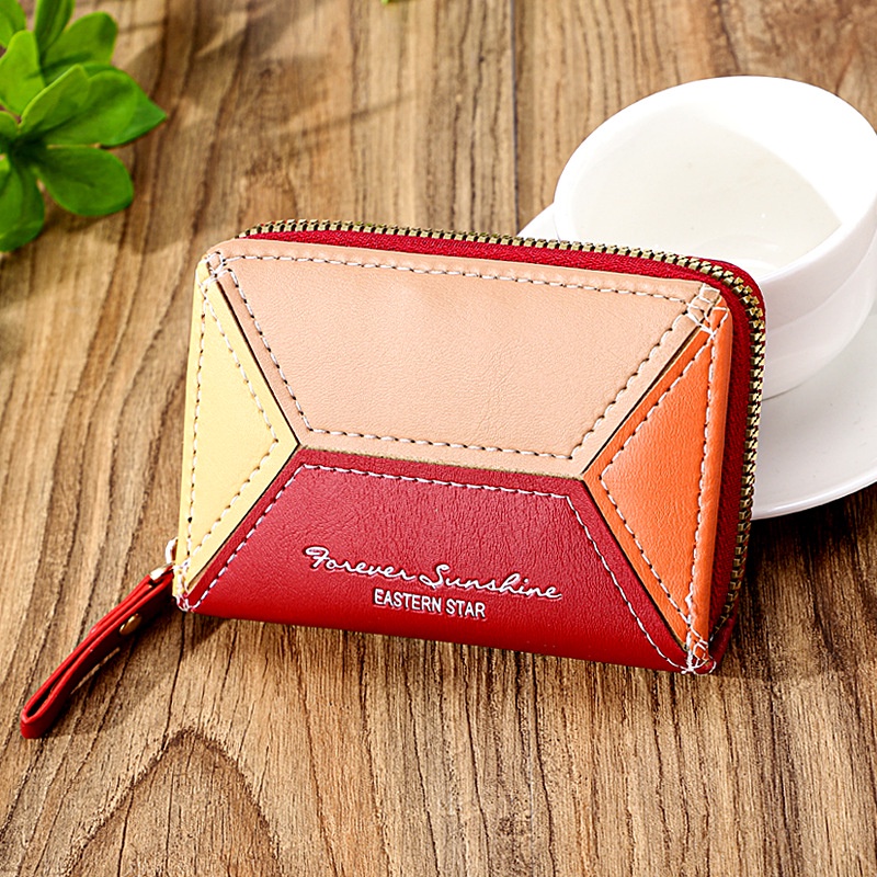 MERAH MINI KOREAN RED Womens CARD WALLET WA574R1 PREMIUM ANDREA LEATHER TEENAGER SIMPLE CUTE SMALL B