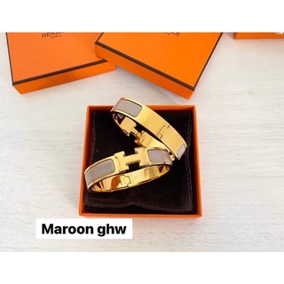 Hermes Clic clac 1 cm  Marroon Ghw อะไหล่ทองค่ะ  Size pm 16 cm