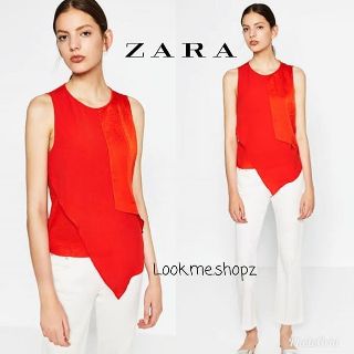 Zara : Red  Layer  Detail Textured  Blouse