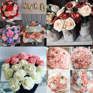 50 ชิ้น 8 ซม. กุหลาบ 14 สี คุณภาพสูง ดอกไม้ประดิษฐ์ โฟม เค้ก ท็อปเปอร์ งานแต่งงาน ช่อดอกไม้เจ้าสาว ผนัง พื้นหลัง