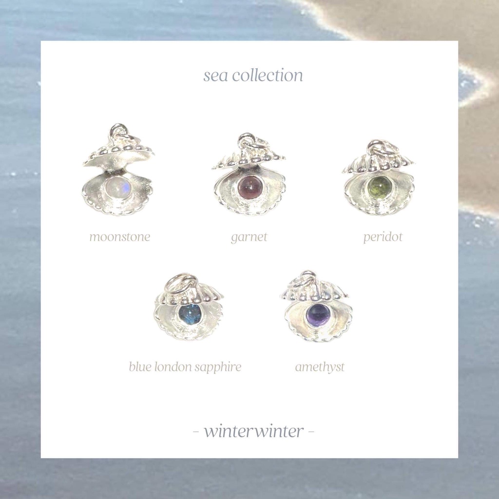 Winterwinter Jewelry Silver925 : เครื่องประดับเงินแท้ เงินแท้925 สร้อยคอจี้เปลือกหอย ประดับพลอยแท้