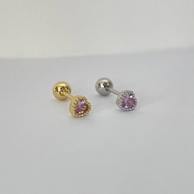 Gold cuore pink piercing