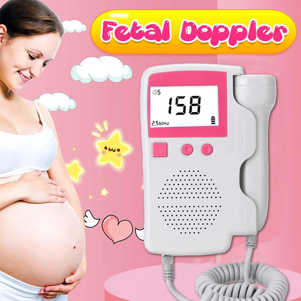 Free GelerLCD Display Doppler Fetal Heart rate Monitor Home Pregancy Detector ไม่มีรังสี 2.5-3.0MHz