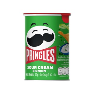 Pringles พริงเกิลส์ Potato Chips Sour cream & Onion Flavor รสซาวครีมและหัวหอม กรอบ 42g