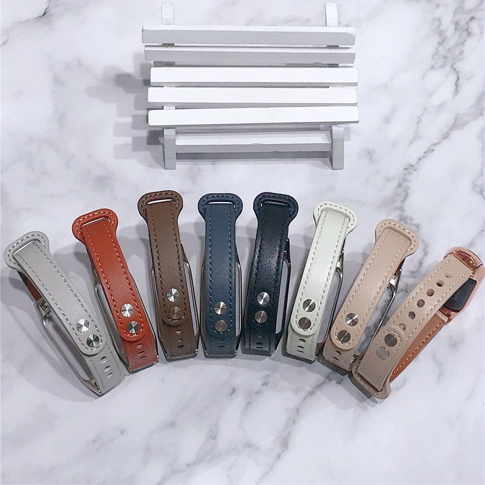 การเปลี่ยนสร้อยข้อมือสายหนังสําหรับ Xiaomi Smart Band 10 9 8 7 / Mi Band 6 5 4 3 ราคา ถูกที่สุด ดีลบีเคเค แกลเลอรีภาพที่ 3