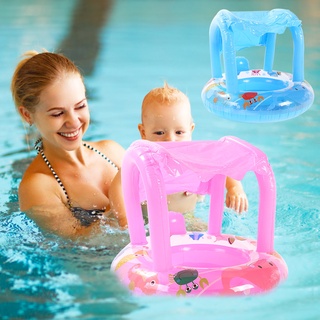 Baby Inflatable Pool Float Ring Baby Pool Float with Canopy Baby Swimming Float Kiddie Float