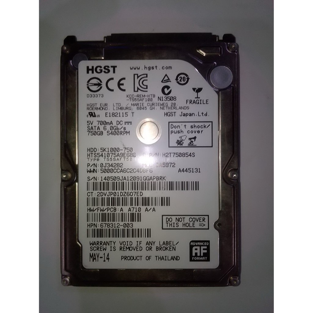 HGST 5K1000-750 750GB 5400RPM 8MB Cache SATA 2.5" Hard Disk Drive