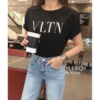 #9001 เสื้อยืด สกรีนลาย แบรนด์ดังสุดฮิต VLTN. ผ้ายืดเนื้อดีมากๆ