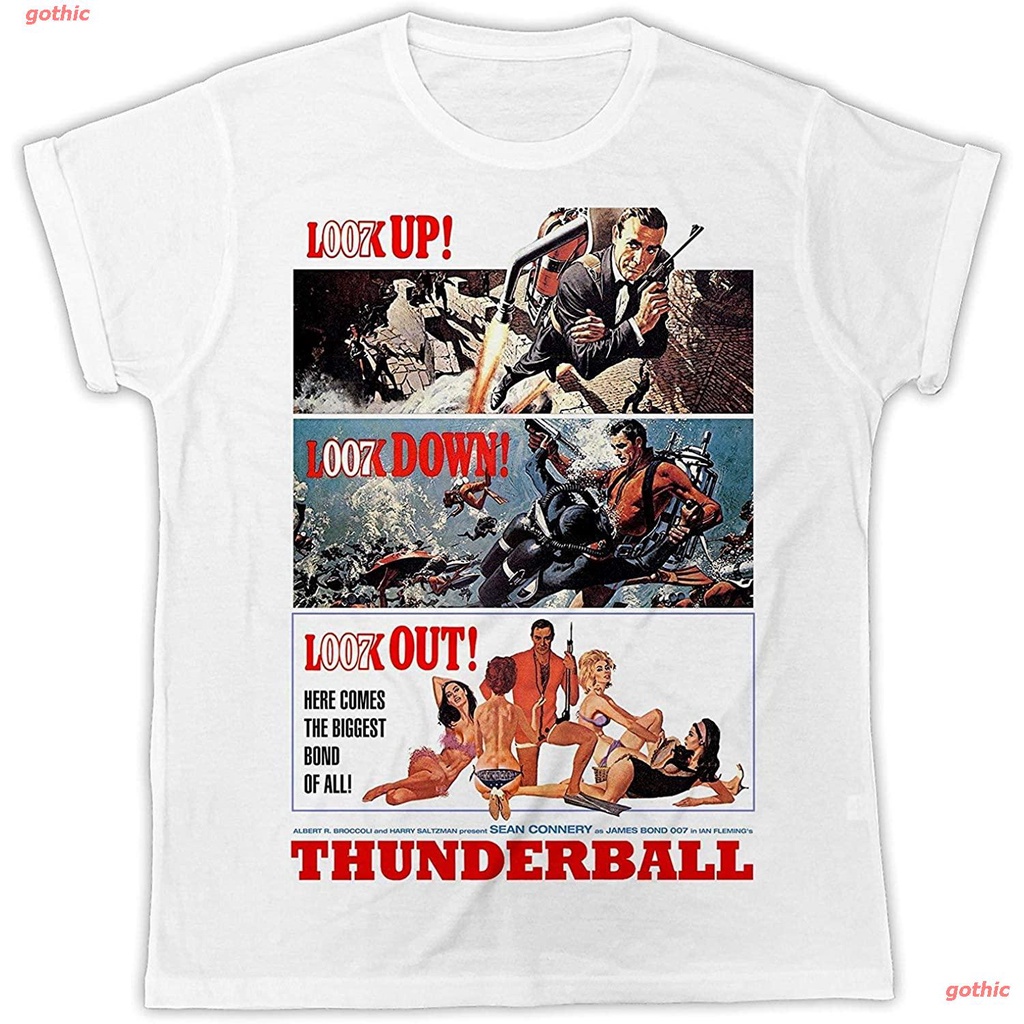เสื้อยืดยอดนิยม JAMZZY TEE Thunderball James Bond 007 Movie Poster Funny Gift Designer Unisex T-Shirt White Popular T-sh