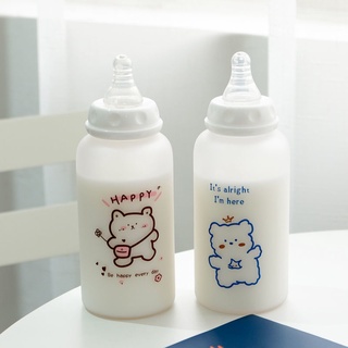 【ขวดนม + จุก + ฟาง】พร้อมส่ง ขวดนม สไตล์เกาหลี น่ารัก สําหรับเด็ก