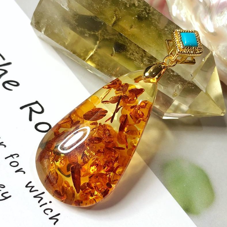 Loket Amber / 100% ธรรมชาติ Amber Piebald Amber จี้ 纯天然 花จี้ .