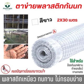 ตาข่ายกันนก พลาสติกPP สีขาว  2X30 เมตร ตาข่ายเอ็น  ตาข่าย ตาข่ายล้อมไก่ ตาข่ายพลาสติก ตาข่ายกันนก ตาข่ายกั้นสัตว์