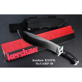 มีดเดินป่าkershaw รุ่น CAMP 10 รหัส 1077 ใบยาว 10 " FULL TANK ใบมีดเหล็ก 65Mn , powdercoat  พร้อมซอง Kydex