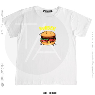 Tee เสื้อยืดสีขาว เสื้อยืดสําหรับผู้ชาย✴M.️Burger | เสื้อยืดเครื่องนุ่งห่ม [SI เสื้อสีขาว เสื้อทหาร