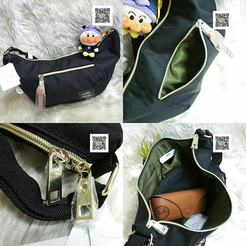 100% Authentic Anello Bag JP AT-B0192 Banana Mini Shoulder Bag กระเป๋า คาด อก สะพายไหล่ สีดำ Black