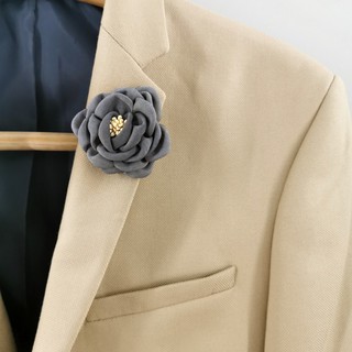 พินดอกไม้ติดสูท/เข็มกลัด สีเทา แบบไม่มีก้าน Grey lapel pin/brooch/flowerpin