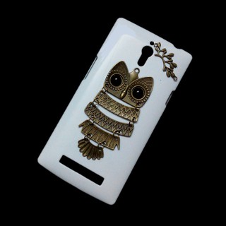 3D Cute Retro Metal Owl Branch Leaves Hard Case Back Cover for OPPO Find 7 X9007