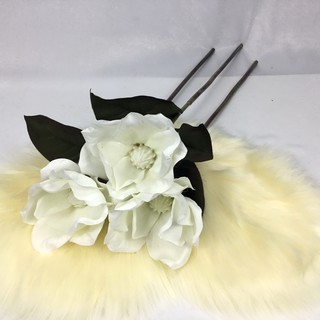 OrientalFineArt (ชุด 6 ดอก ราคา 499 )ดอกแมกโนเลียปลอม Artificial Magnolia stem ดอกไม้เกรดพรีเมี่ยม(ST-S-M-14002 Cream)