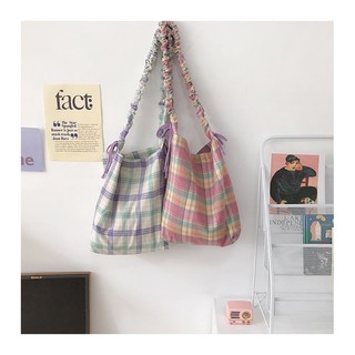 Piku cross bag กระเป๋าลายสก็อตสีหวาน
